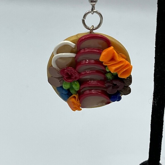 Handmade polymer clay charcuterie board Earrings - Picture 2 of 6